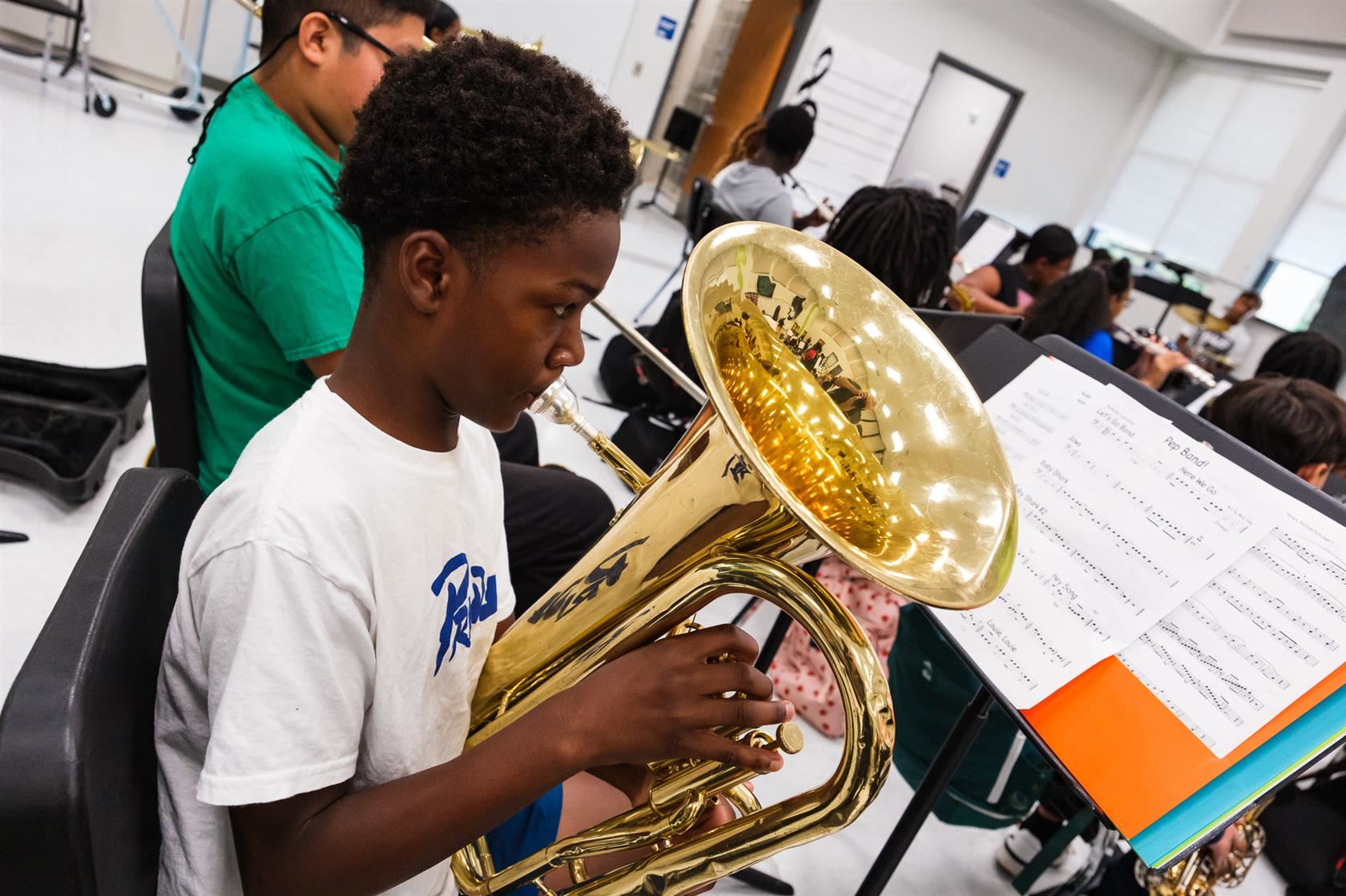  student playing an instrument